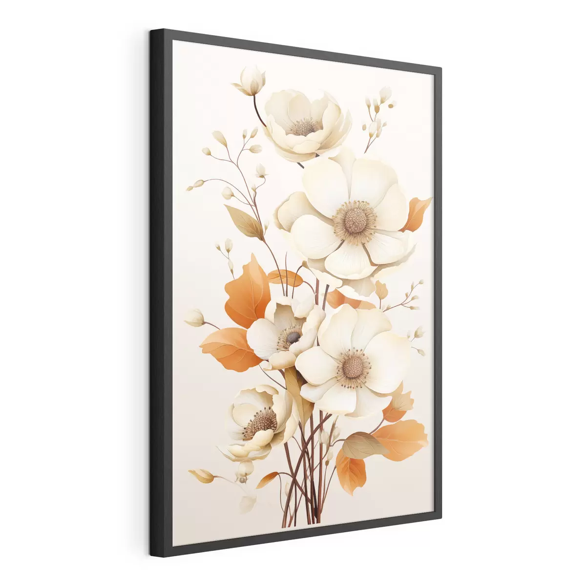 Poster Flores claras sobre fondo beige f44549