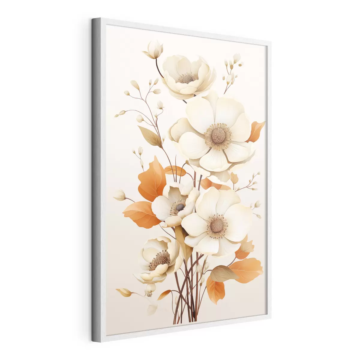 Poster Flores claras sobre fondo beige f44549