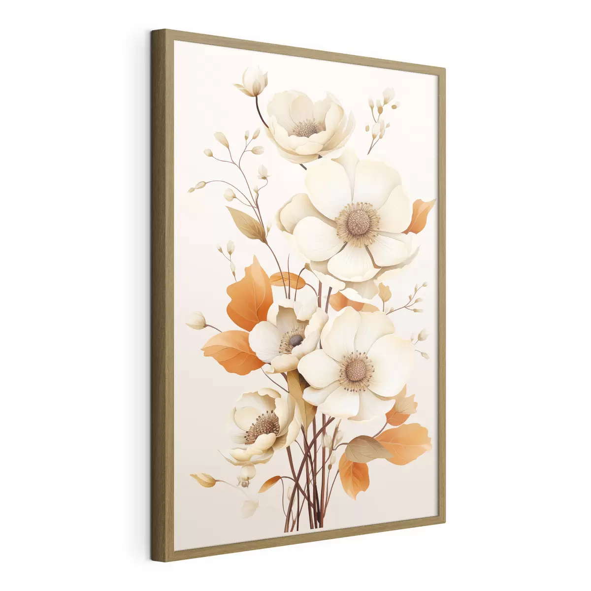 Poster Flores claras sobre fondo beige f44549
