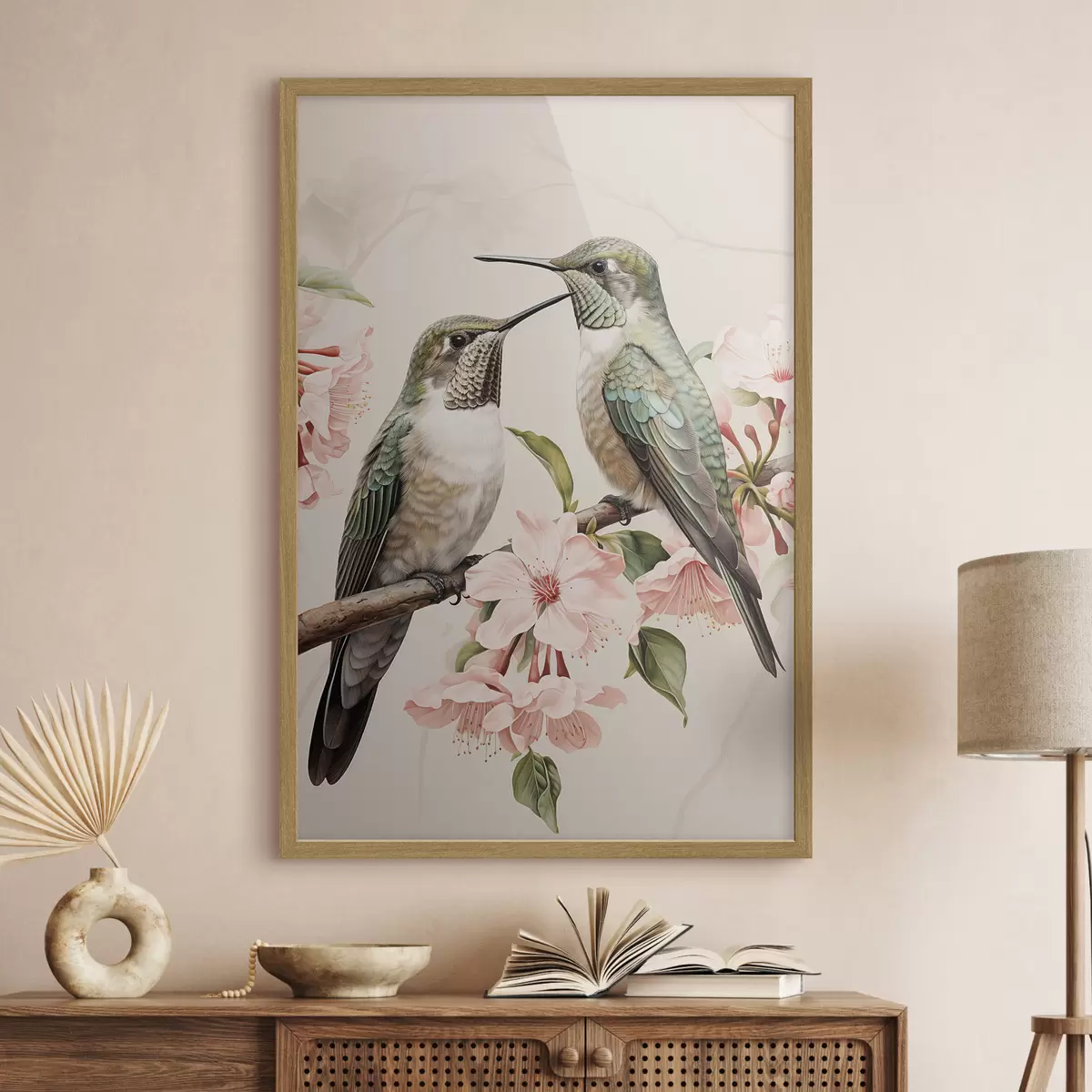 Poster Una pareja de pájaros en una rama f44550