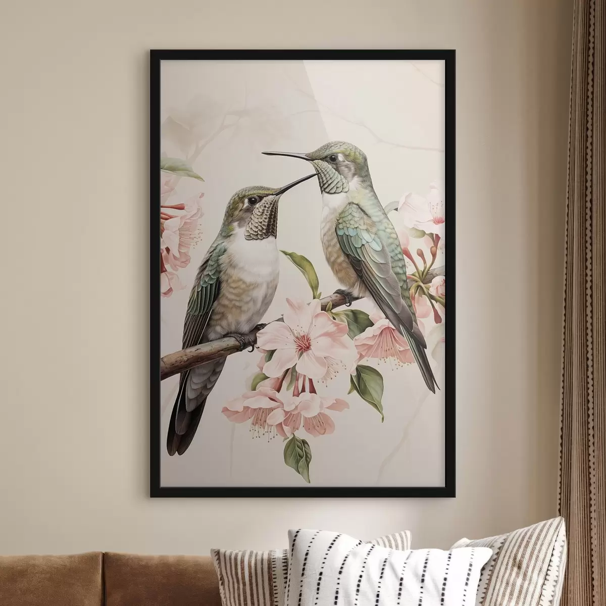 Poster Una pareja de pájaros en una rama f44550