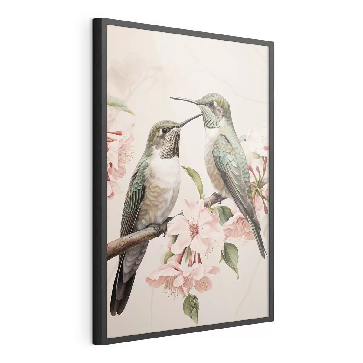 Poster Una pareja de pájaros en una rama f44550