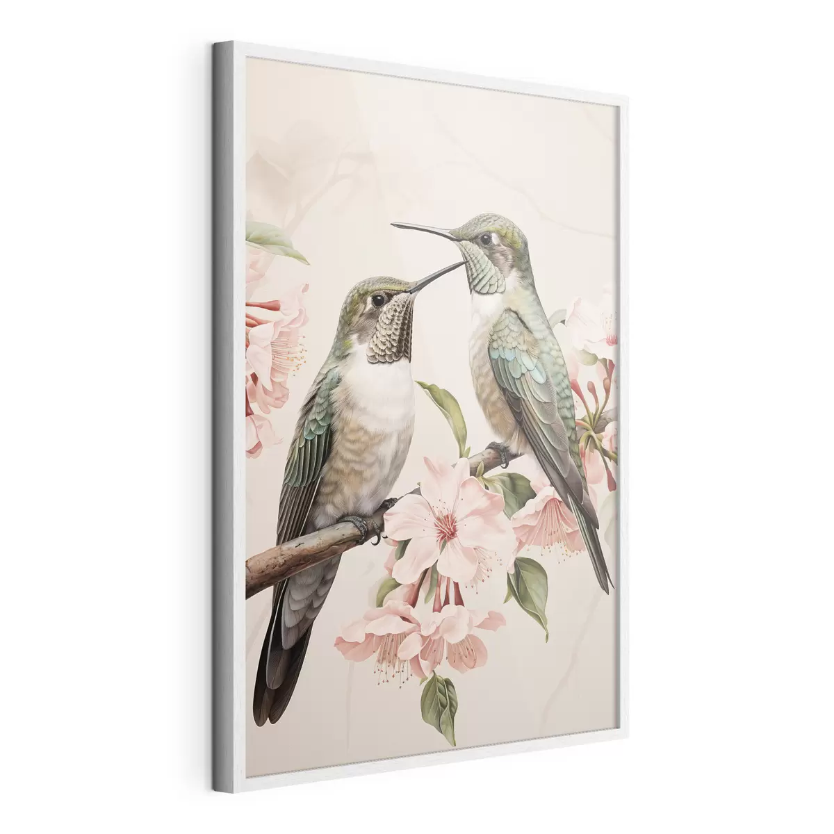 Poster Una pareja de pájaros en una rama f44550