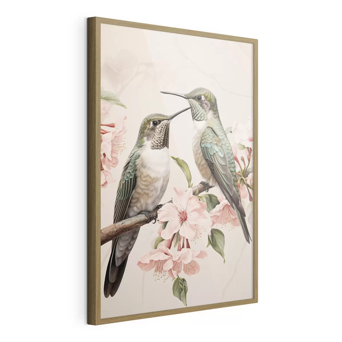 Poster Una pareja de pájaros en una rama f44550