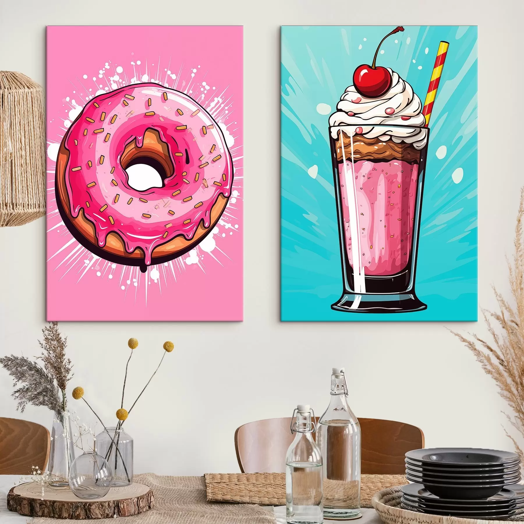 murales de pared Donut y batido m00553