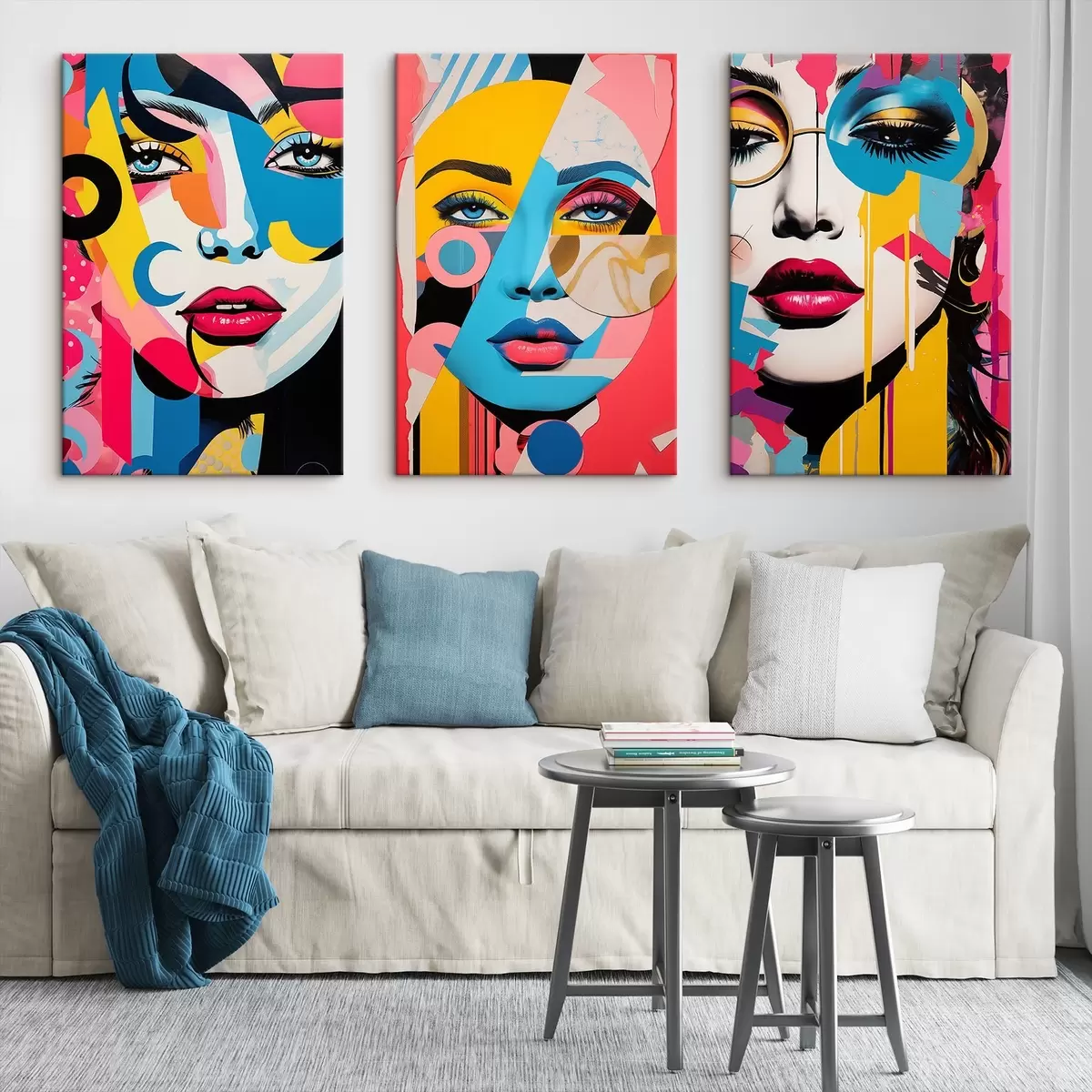 murales de pared Abstracción de rostros de colores m00557