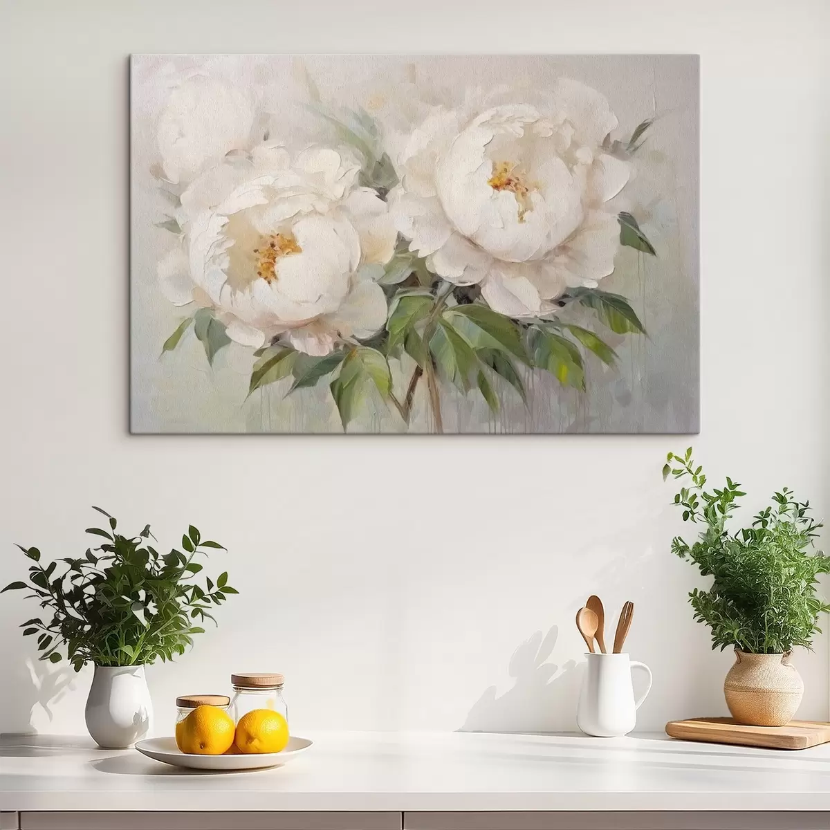 murales de pared Delicadas peonías blancas s45268