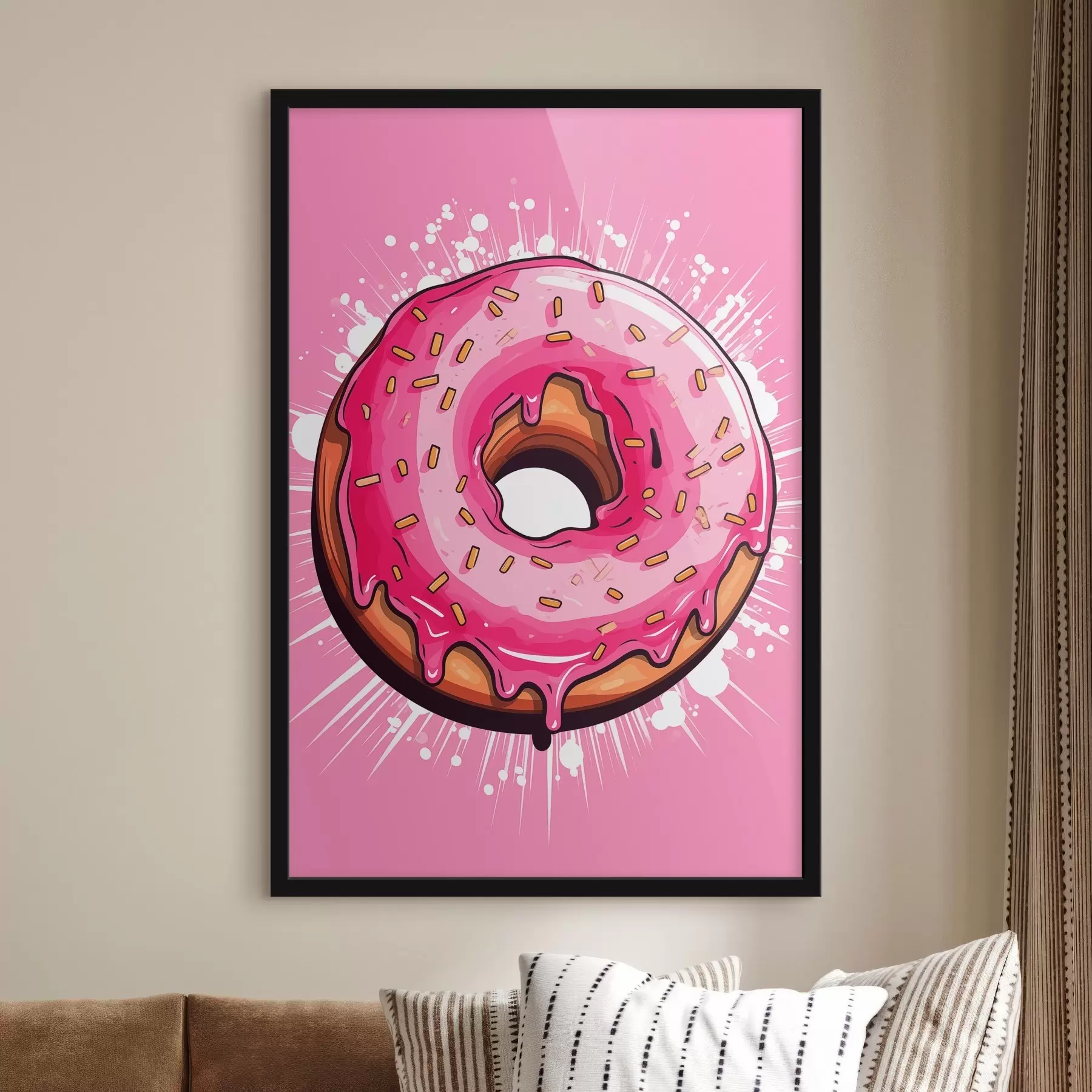 murales de pared Donut con glaseado rosa f45274