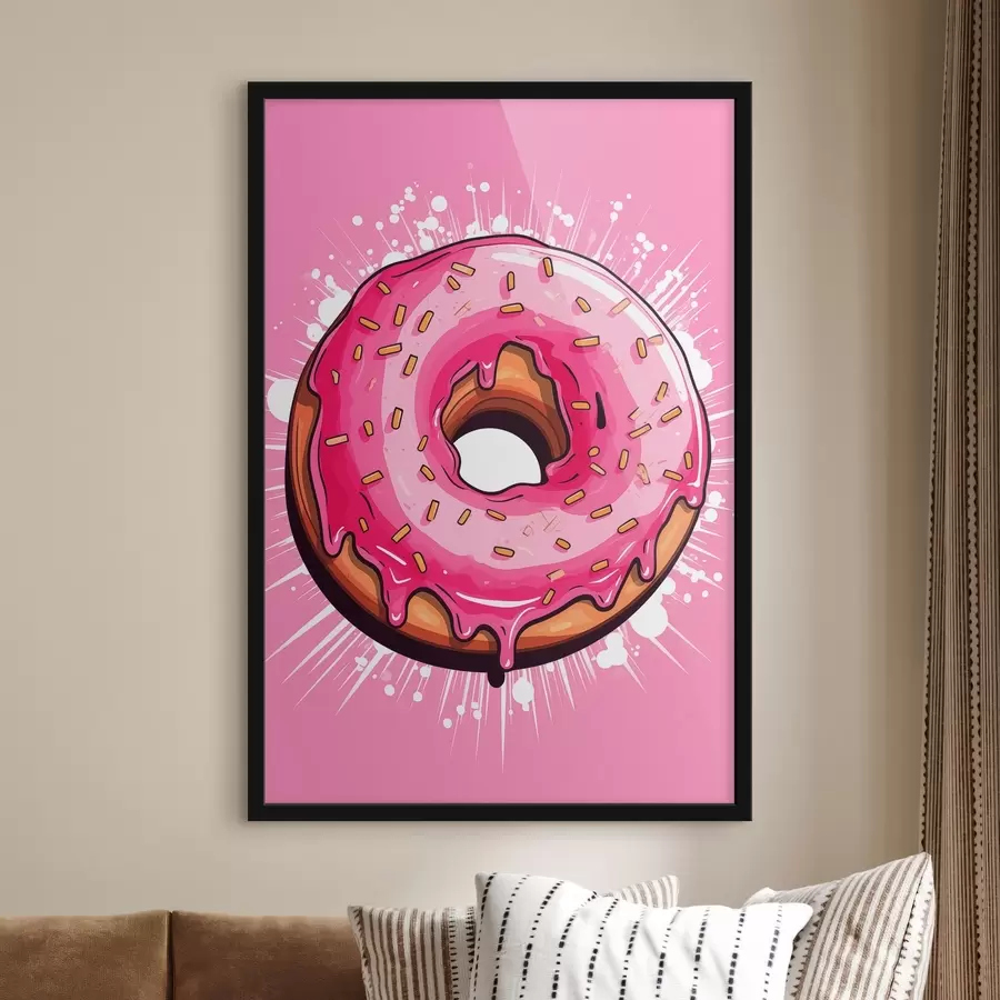 murales de pared Donut con glaseado rosa f45274