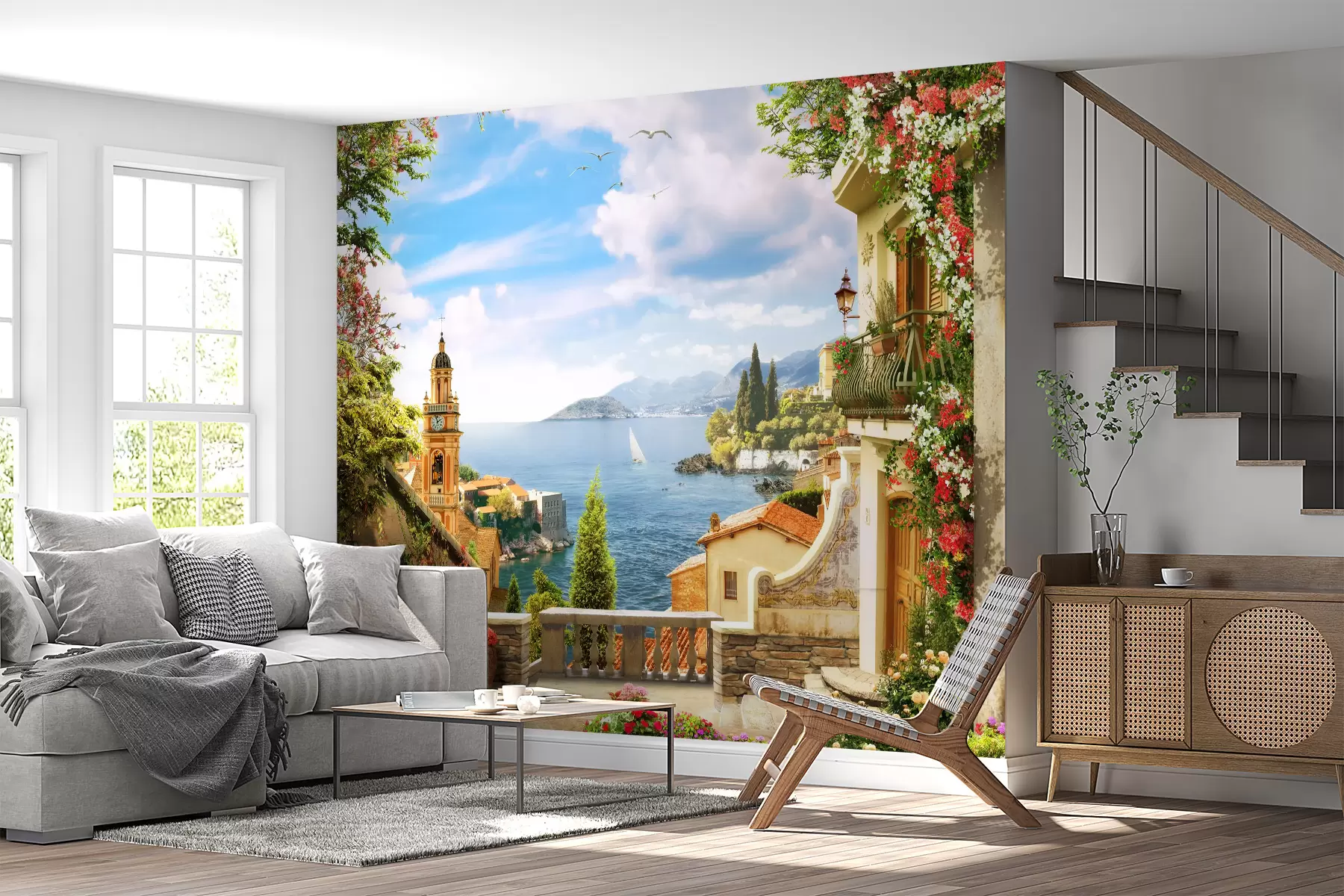 murales de pared Agua, planta y nube u68056