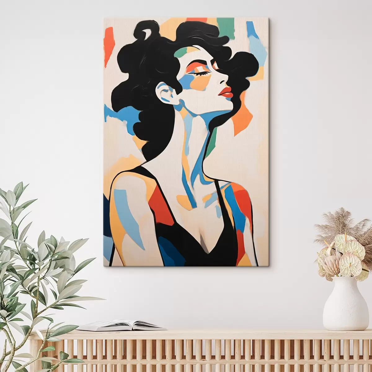 murales de pared Retrato abstracto de una mujer con imitación de pinceladas s45233