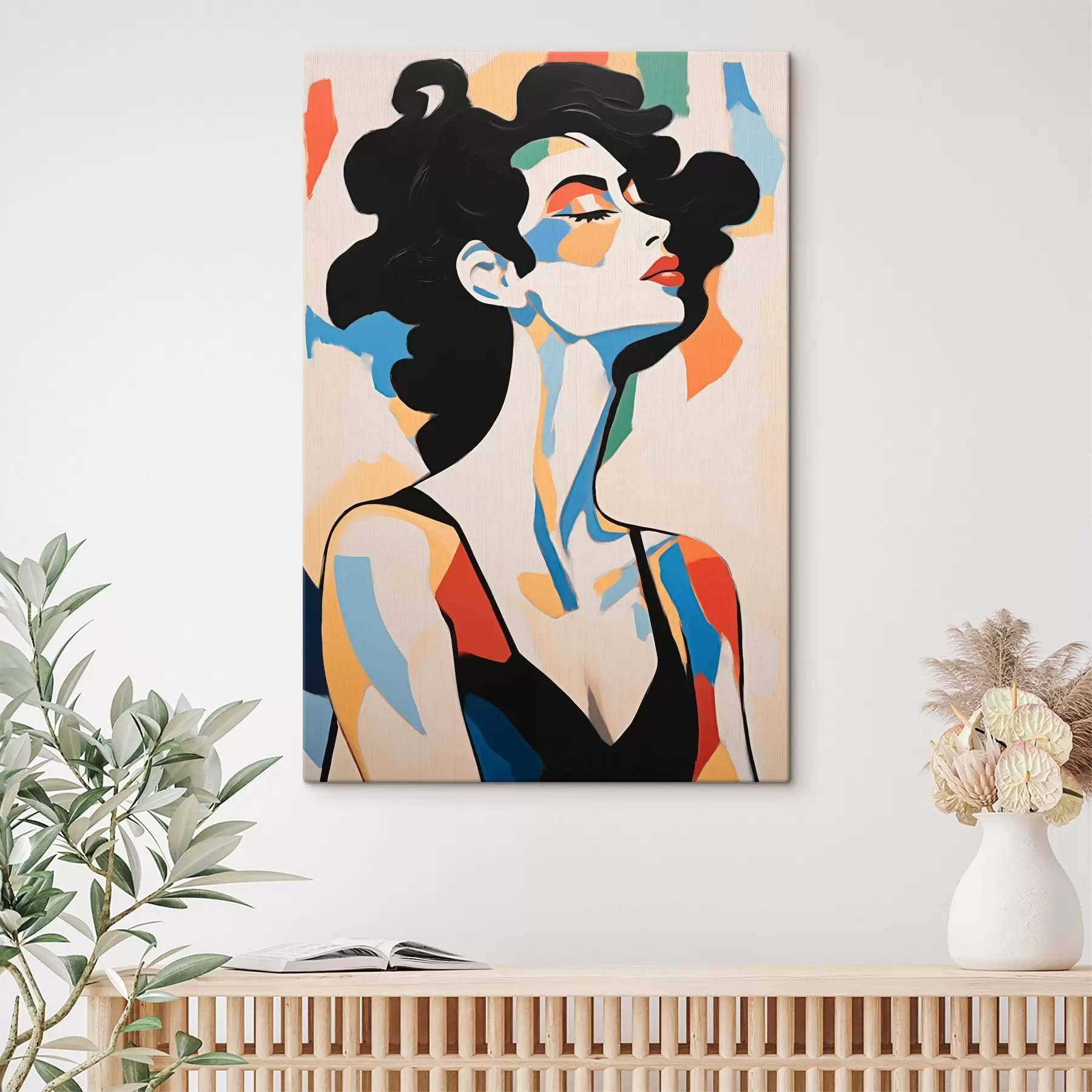 murales de pared Retrato abstracto de una mujer con imitación de pinceladas s45233