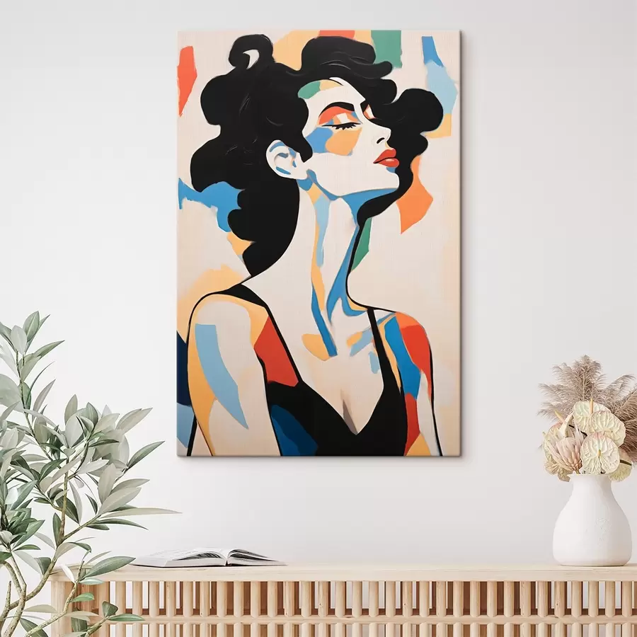 murales de pared Retrato abstracto de una mujer con imitación de pinceladas s45233