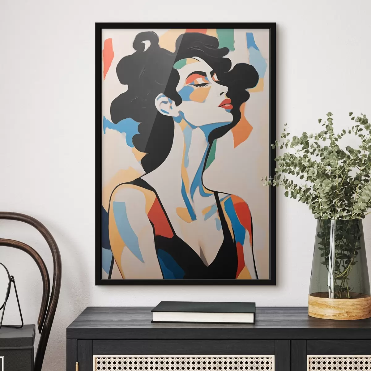 Poster Retrato abstracto de una mujer con imitación de pinceladas f45233