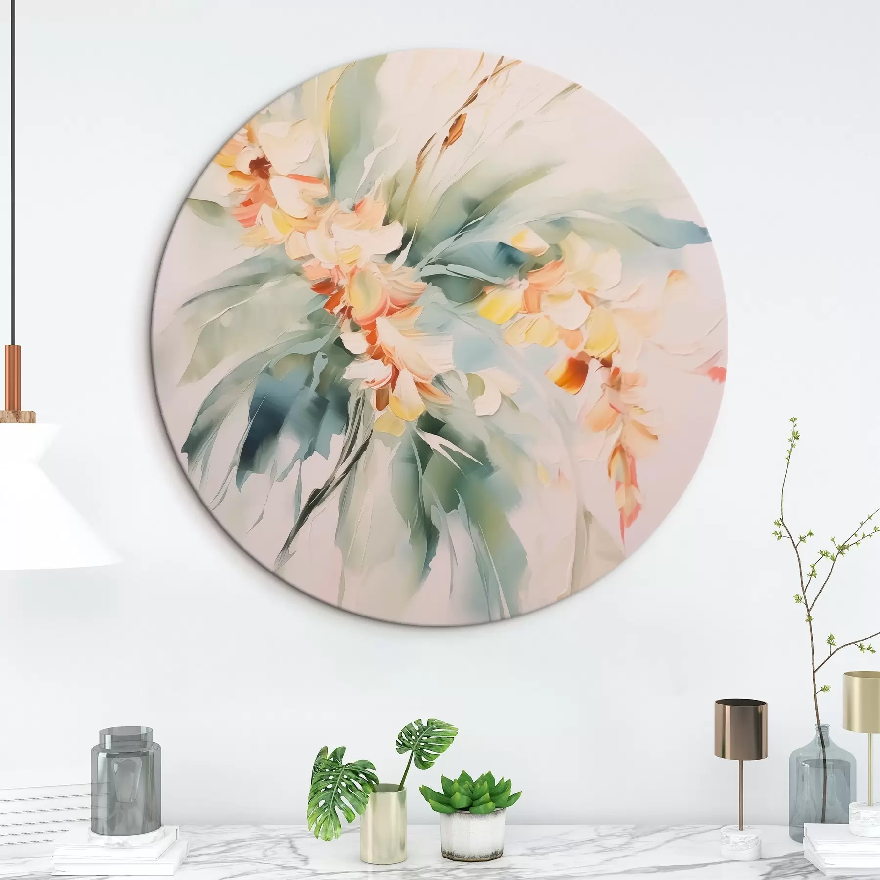 murales de pared Flores abstractas en el follaje r45305