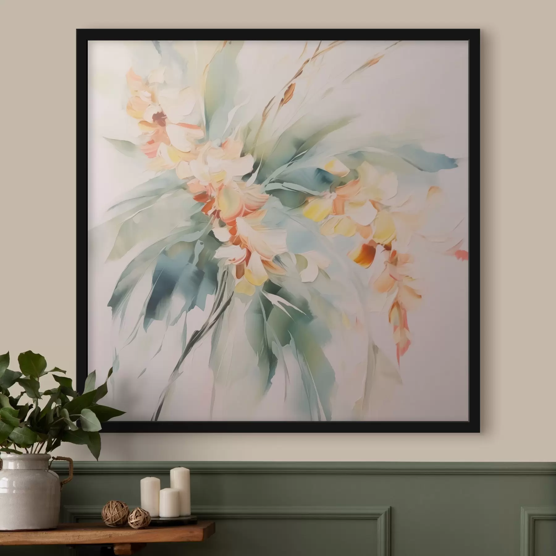 murales de pared Flores abstractas en el follaje f45305