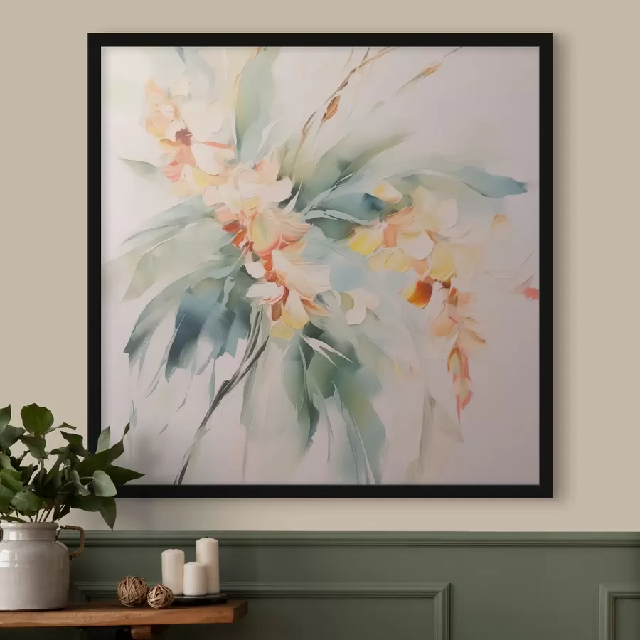 murales de pared Flores abstractas en el follaje f45305