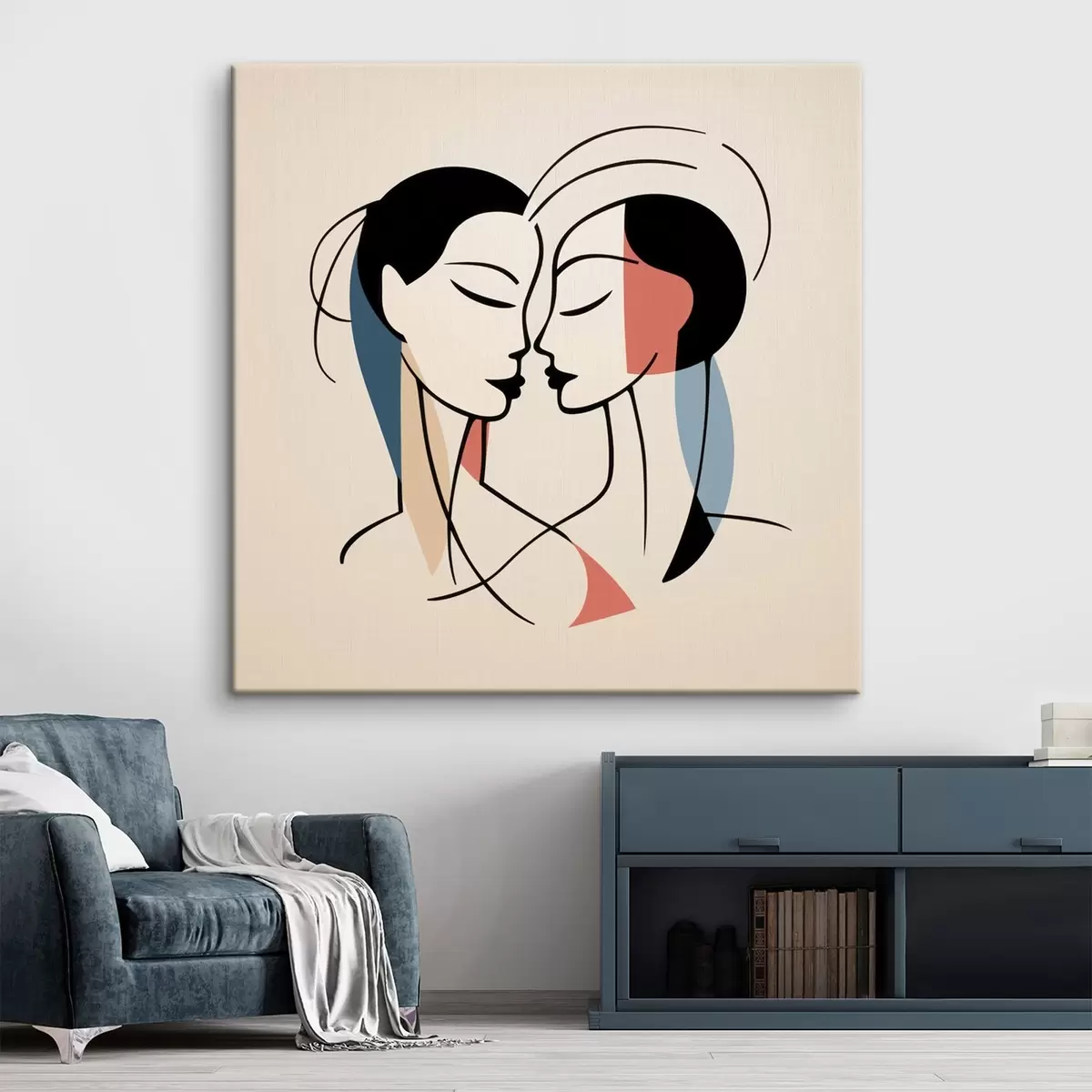 murales de pared Dos caras en estilo abstracto con elementos coloridos s45037