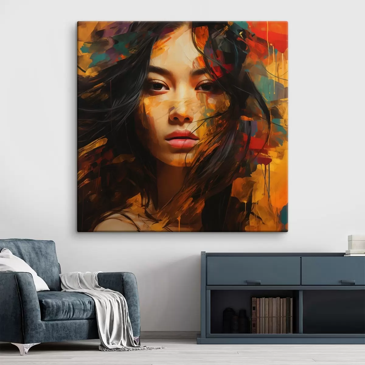 murales de pared Retrato de una mujer en estilo de arte abstracto s45039