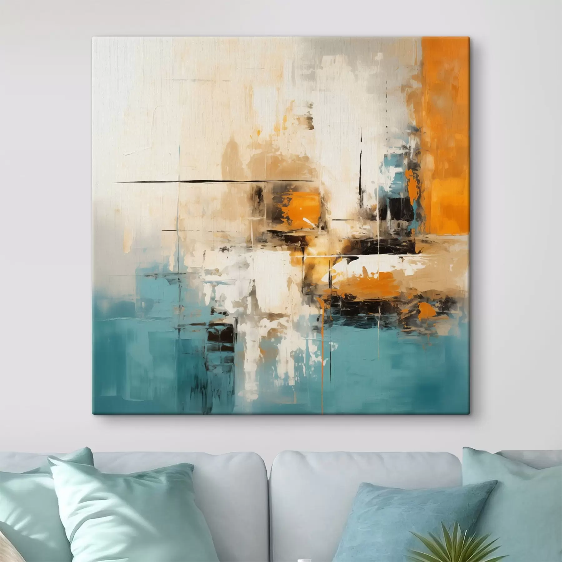 murales de pared Arte contemporáneo con pinceladas texturizadas y toques brillantes s45041