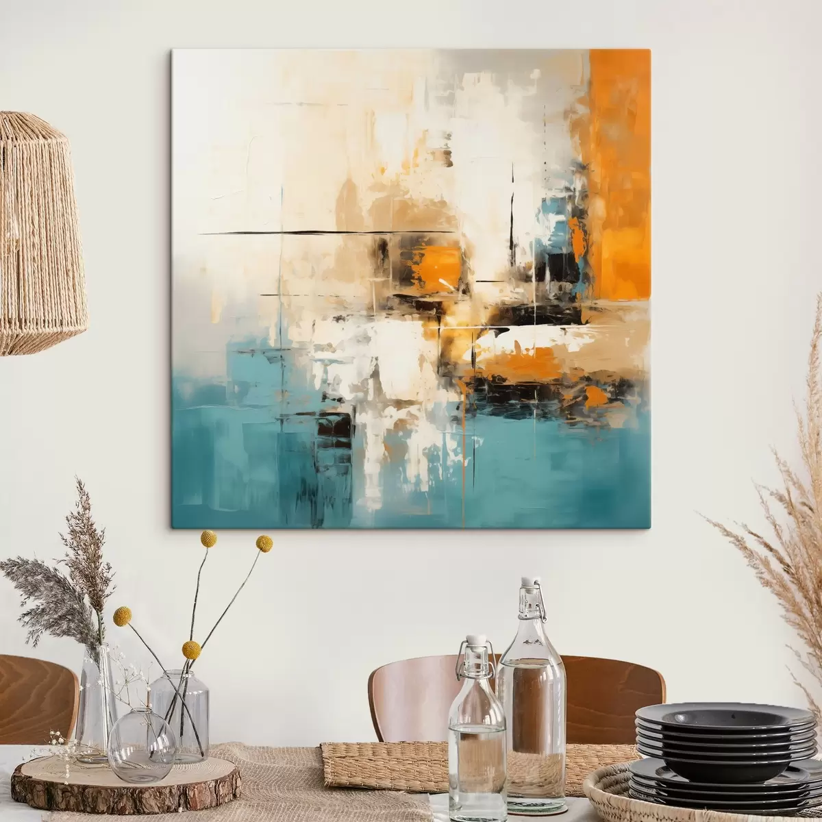 murales de pared Arte contemporáneo con pinceladas texturizadas y toques brillantes s45041