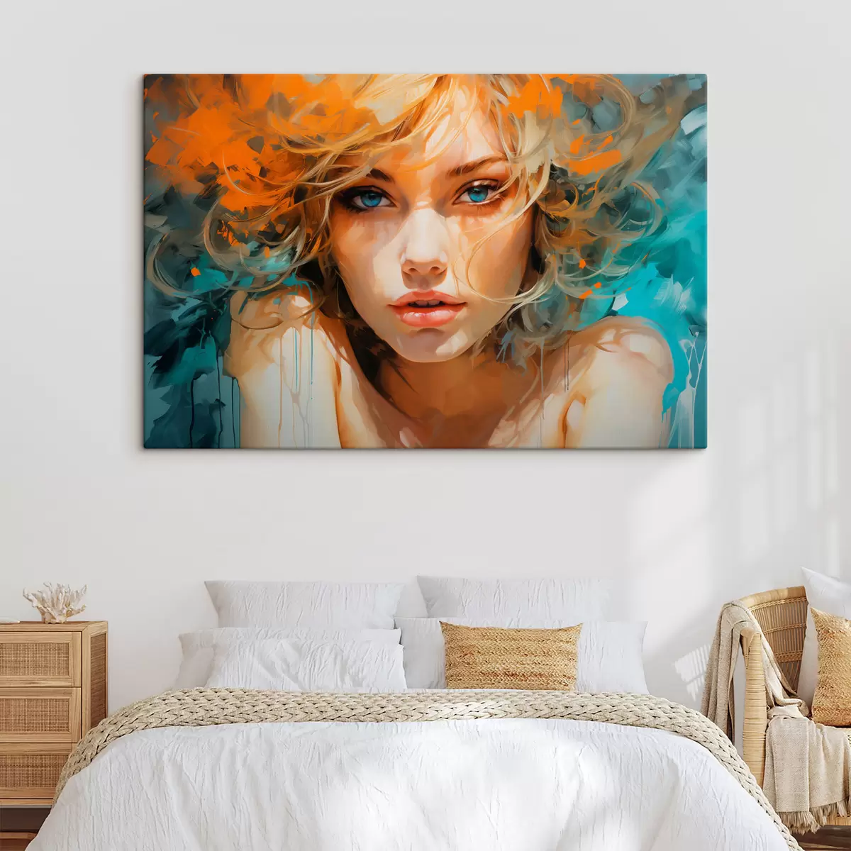 murales de pared Expresiva imagen femenina en estilo abstracto-realista s45061