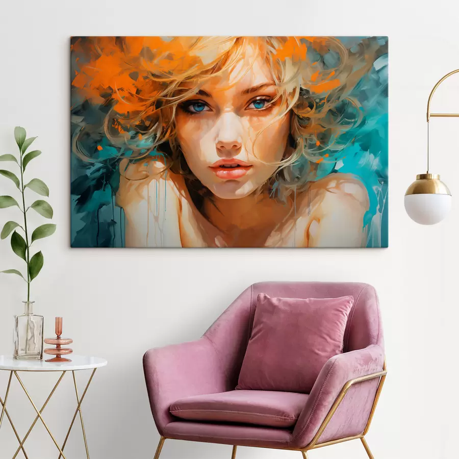 murales de pared Expresiva imagen femenina en estilo abstracto-realista s45061