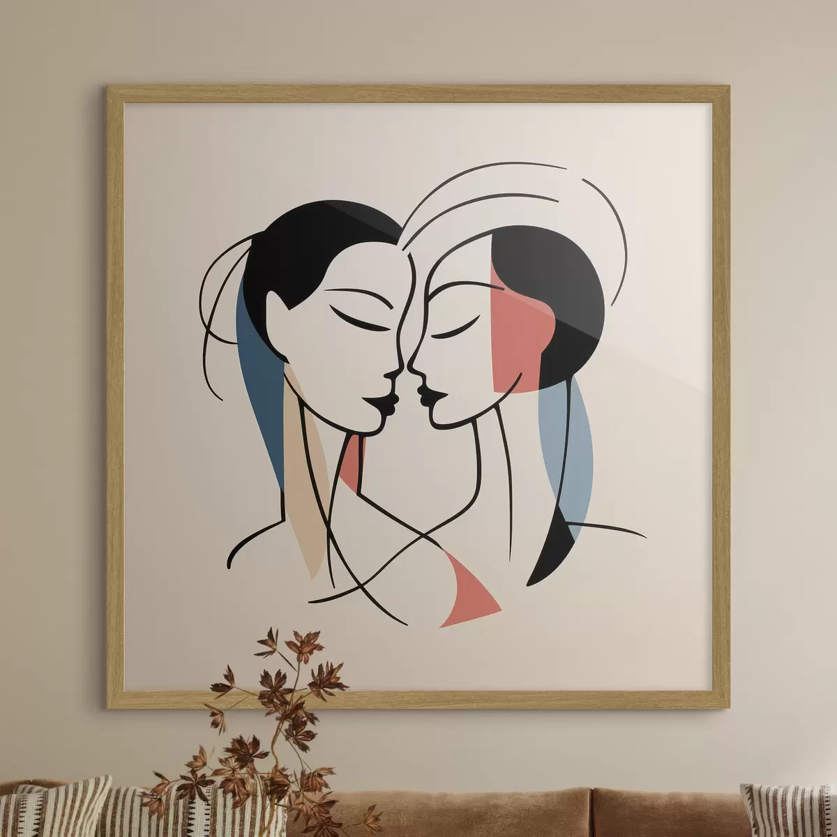 Poster Dos caras en estilo abstracto con elementos coloridos f45037
