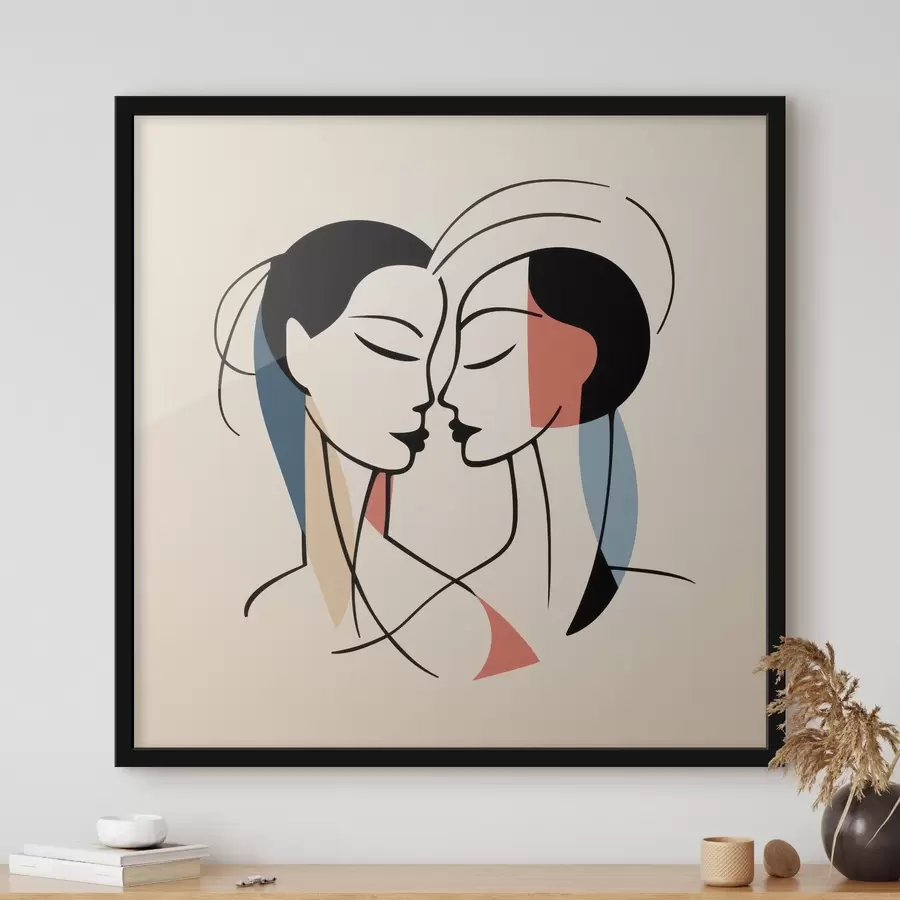 murales de pared Dos caras en estilo abstracto con elementos coloridos f45037