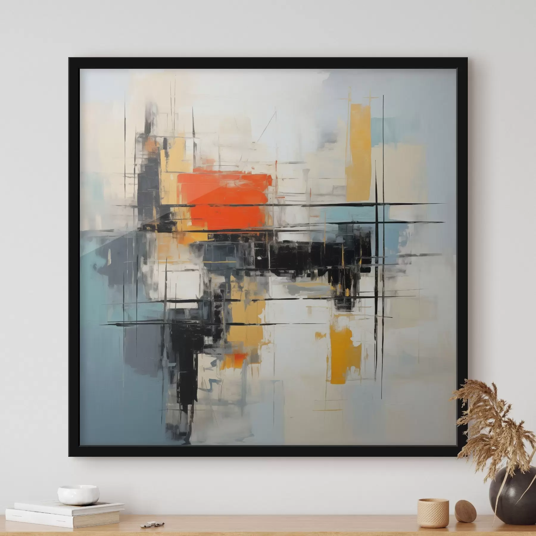 murales de pared Lienzo dinámico de estilo moderno con trazos nítidos f45040