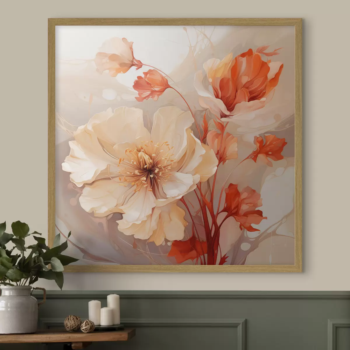 Poster Flores mágicas en tonos pastel con un estilo de ensueño f45042