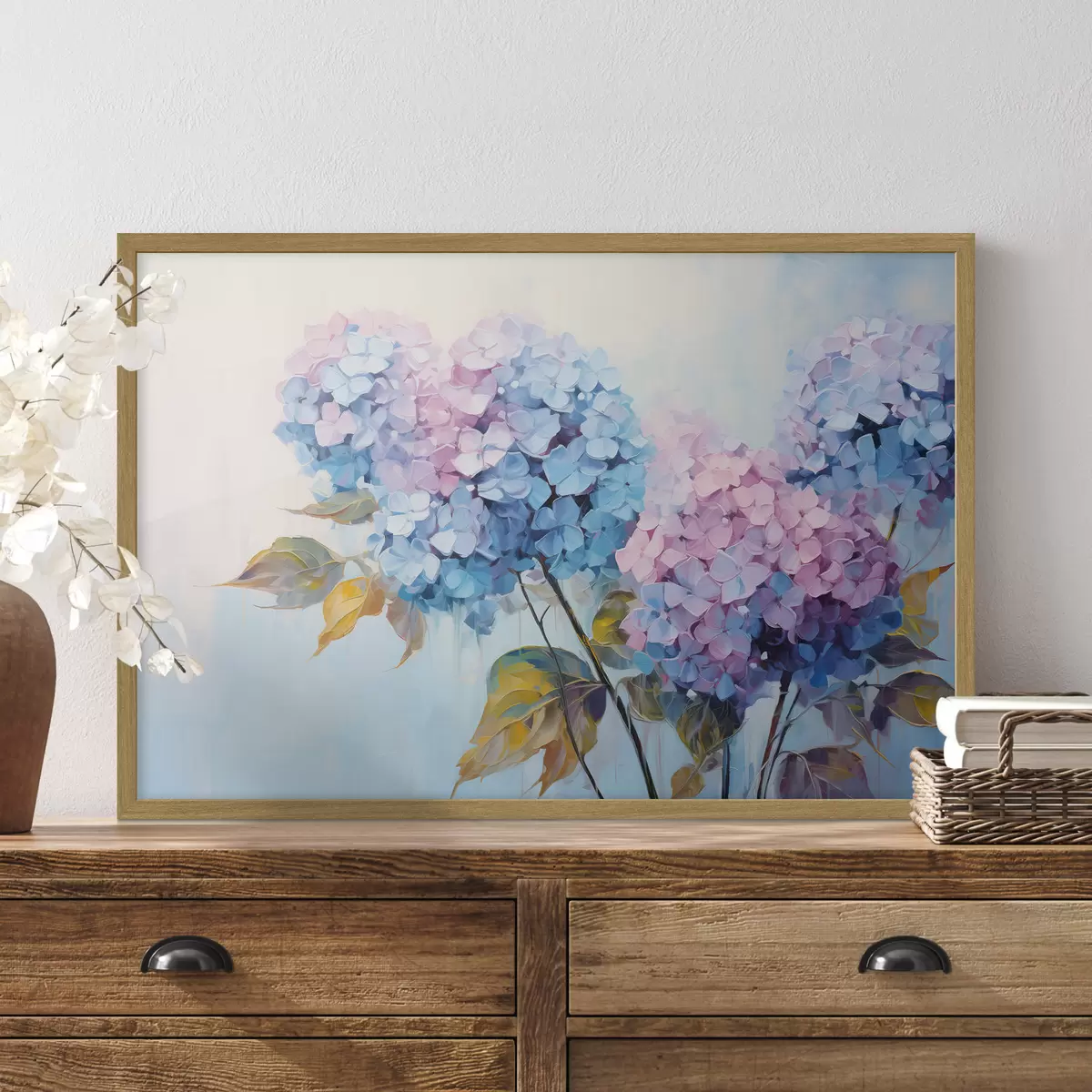 Poster Flores de hortensia abstractas en tonos suaves f45056