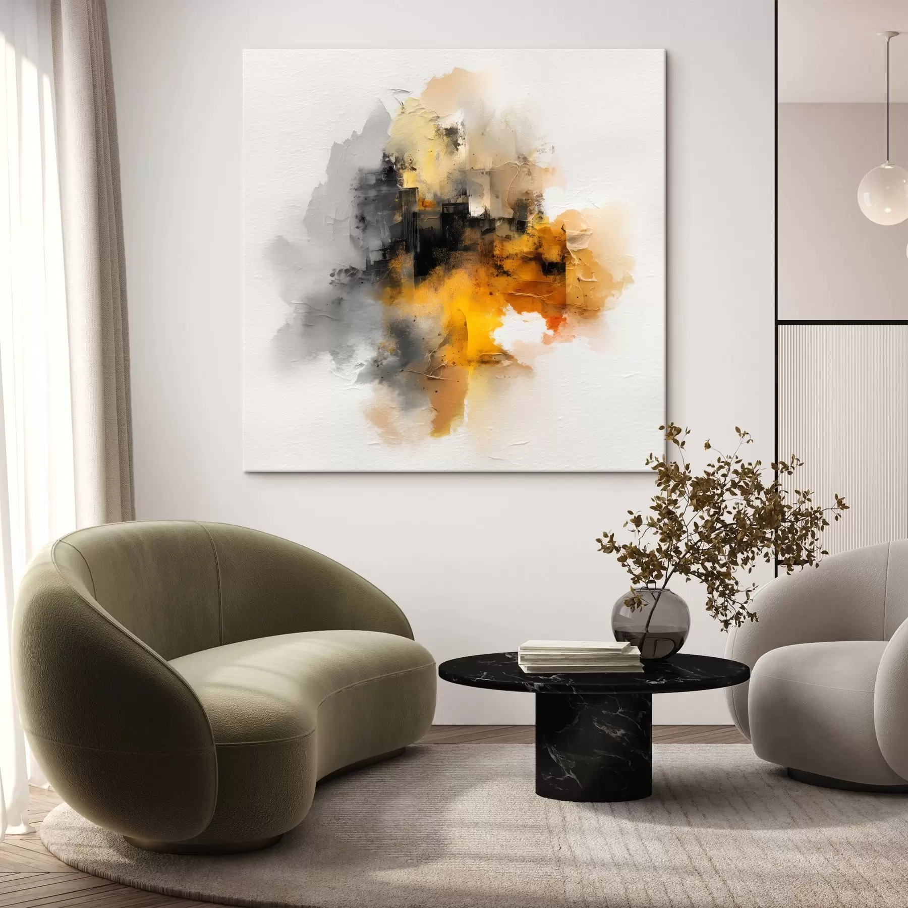 murales de pared Composición abstracta en tonos naranjas y grises con textura s45238