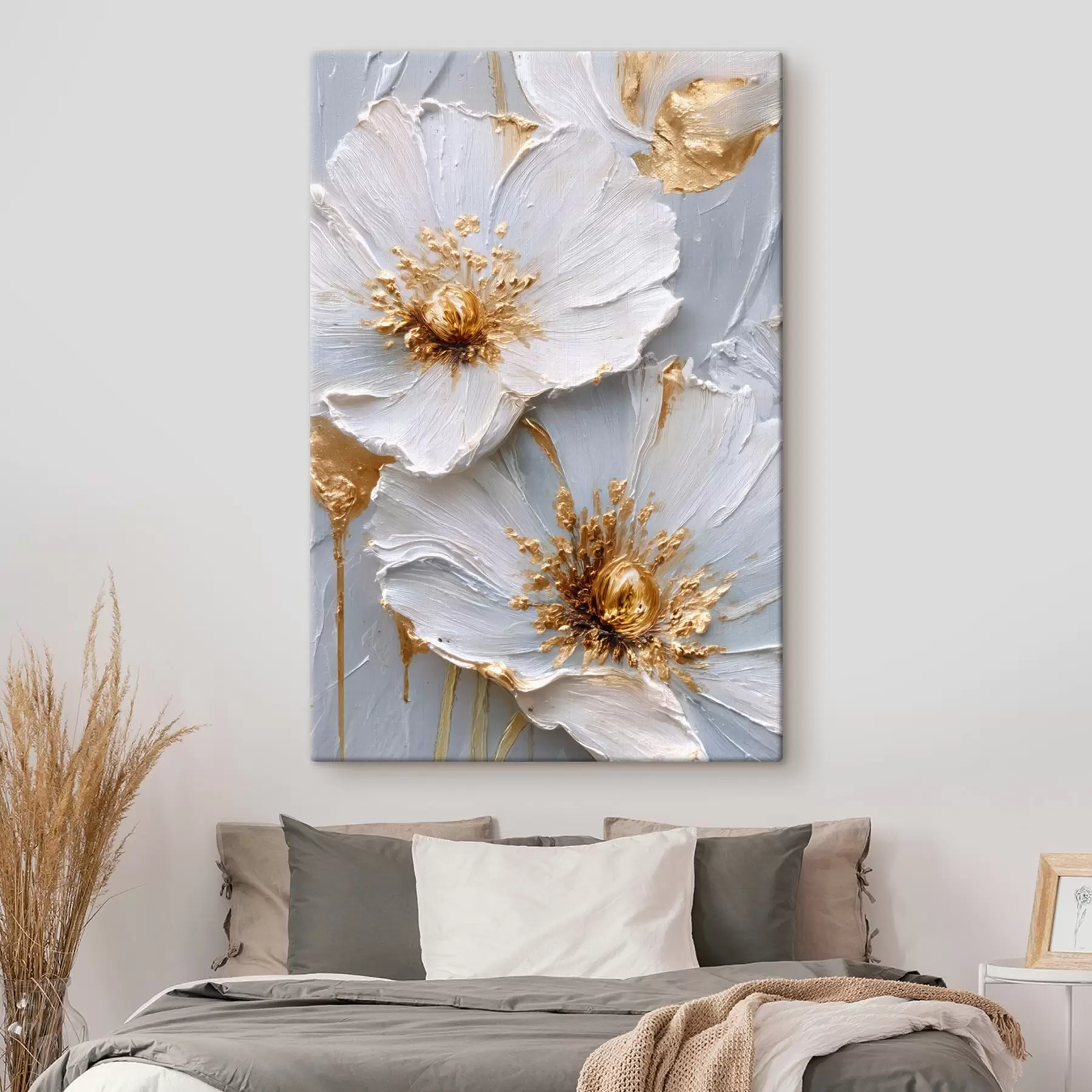 murales de pared Margaritas texturizadas: arte impasto con pinceladas expresivas s45241