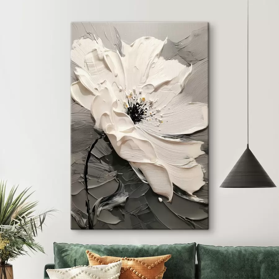 murales de pared Elegante floración: pintura moderna con textura en relieve s45246