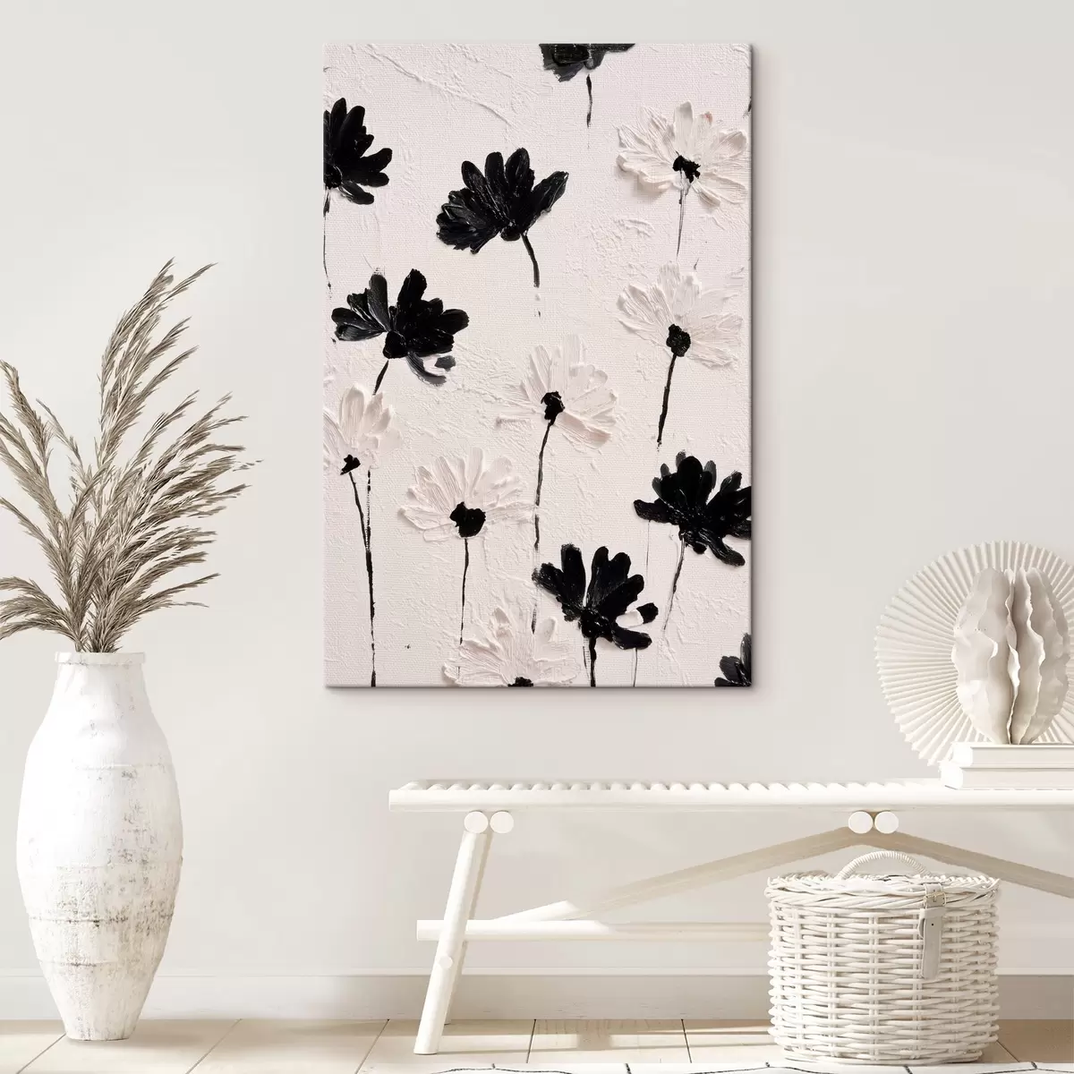 murales de pared Flores volumétricas: composición impasto en tonos monocromos s45247