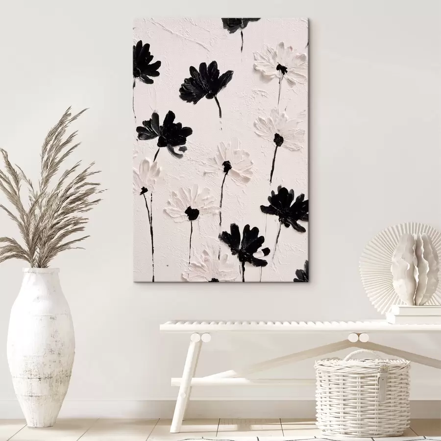 murales de pared Flores volumétricas: composición impasto en tonos monocromos s45247