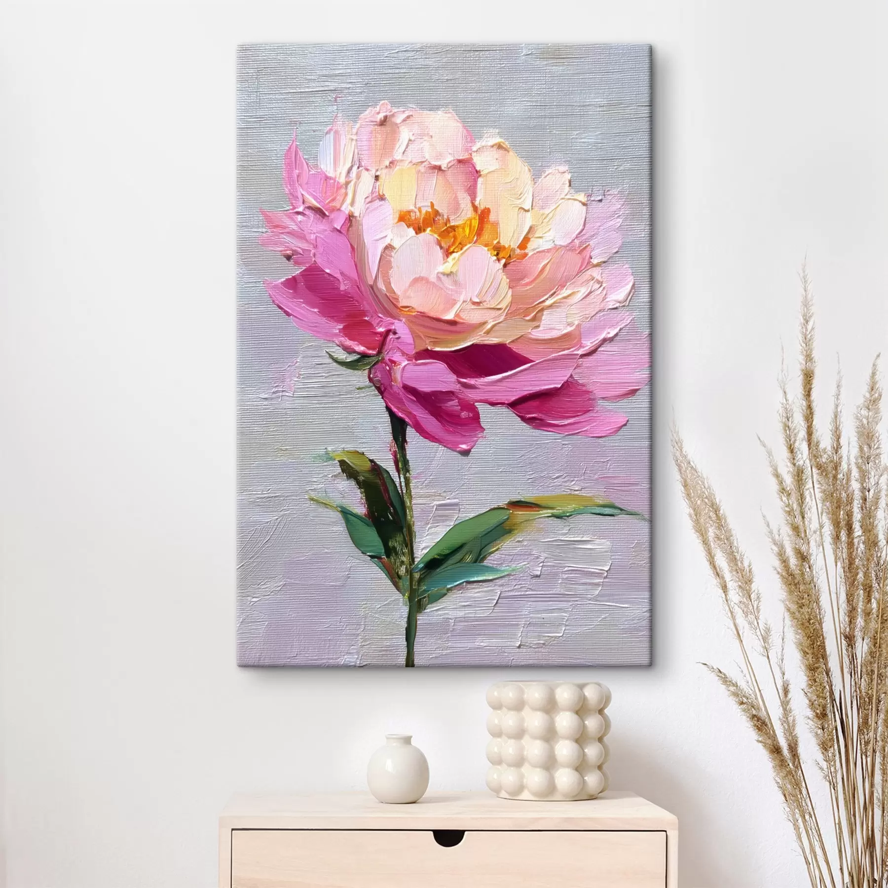 murales de pared Peonía artística: vibrante composición de estilo volumétrico s45248