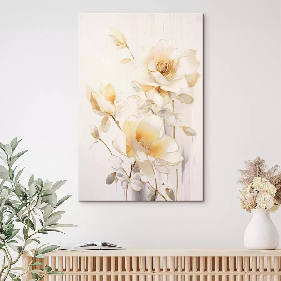 murales de pared Flores de luz: arte moderno con tonos suaves s45258