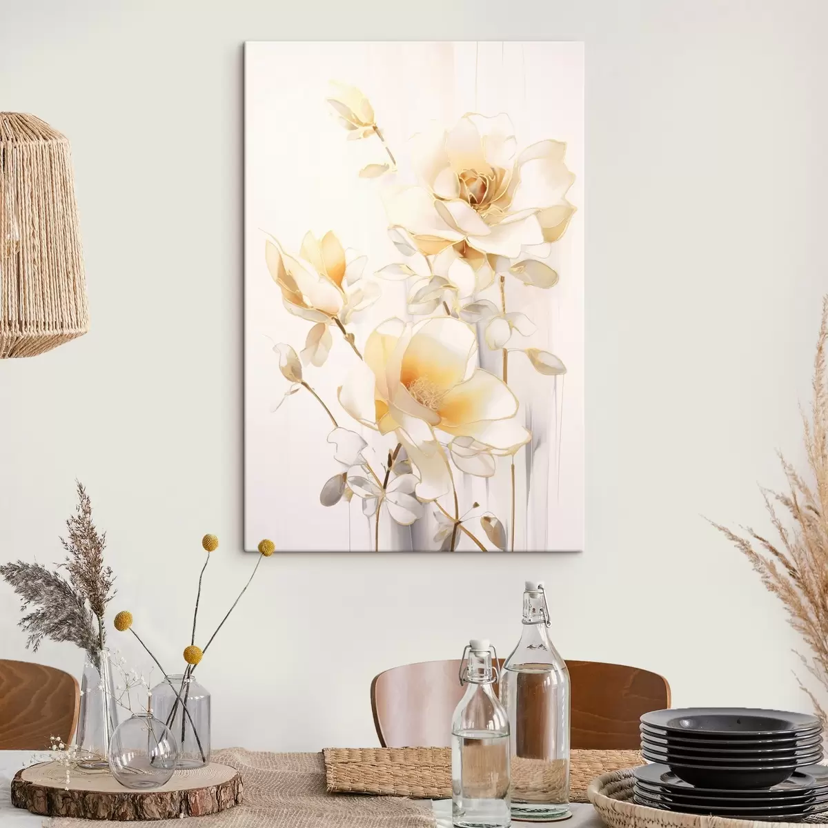 murales de pared Flores de luz: arte moderno con tonos suaves s45258