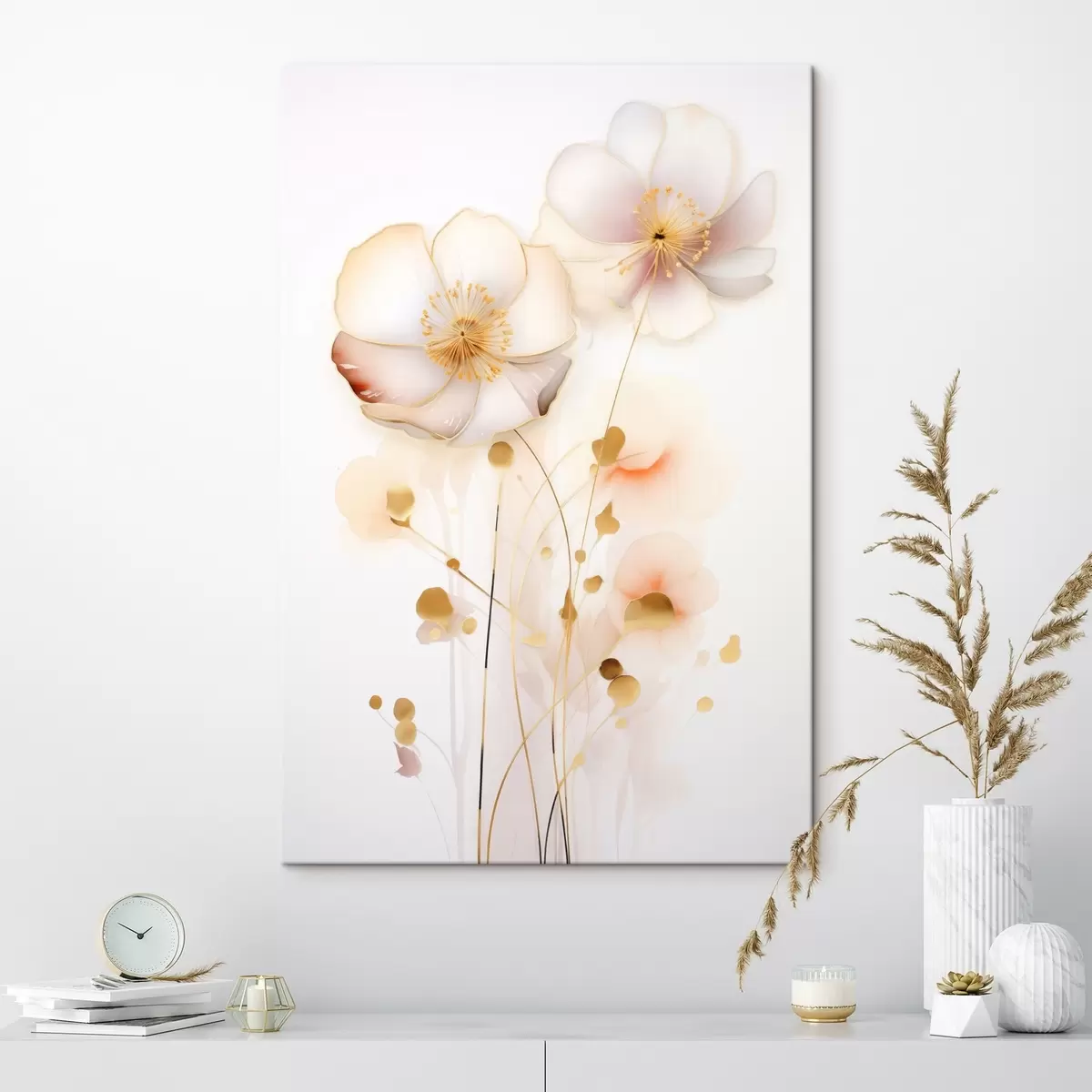 murales de pared Flores rosas en un estilo ligero s45259