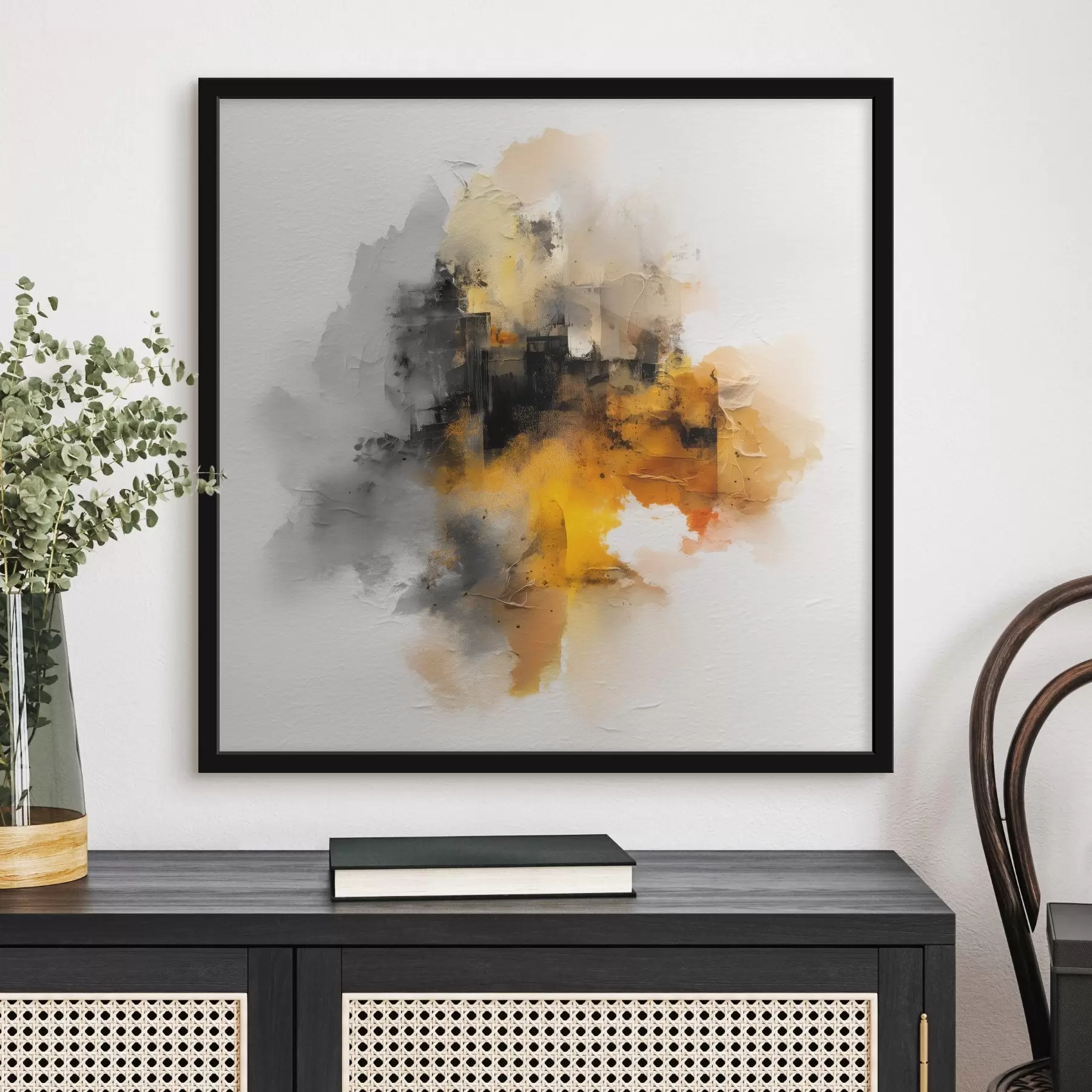 murales de pared Composición abstracta en tonos naranjas y grises con textura f45238