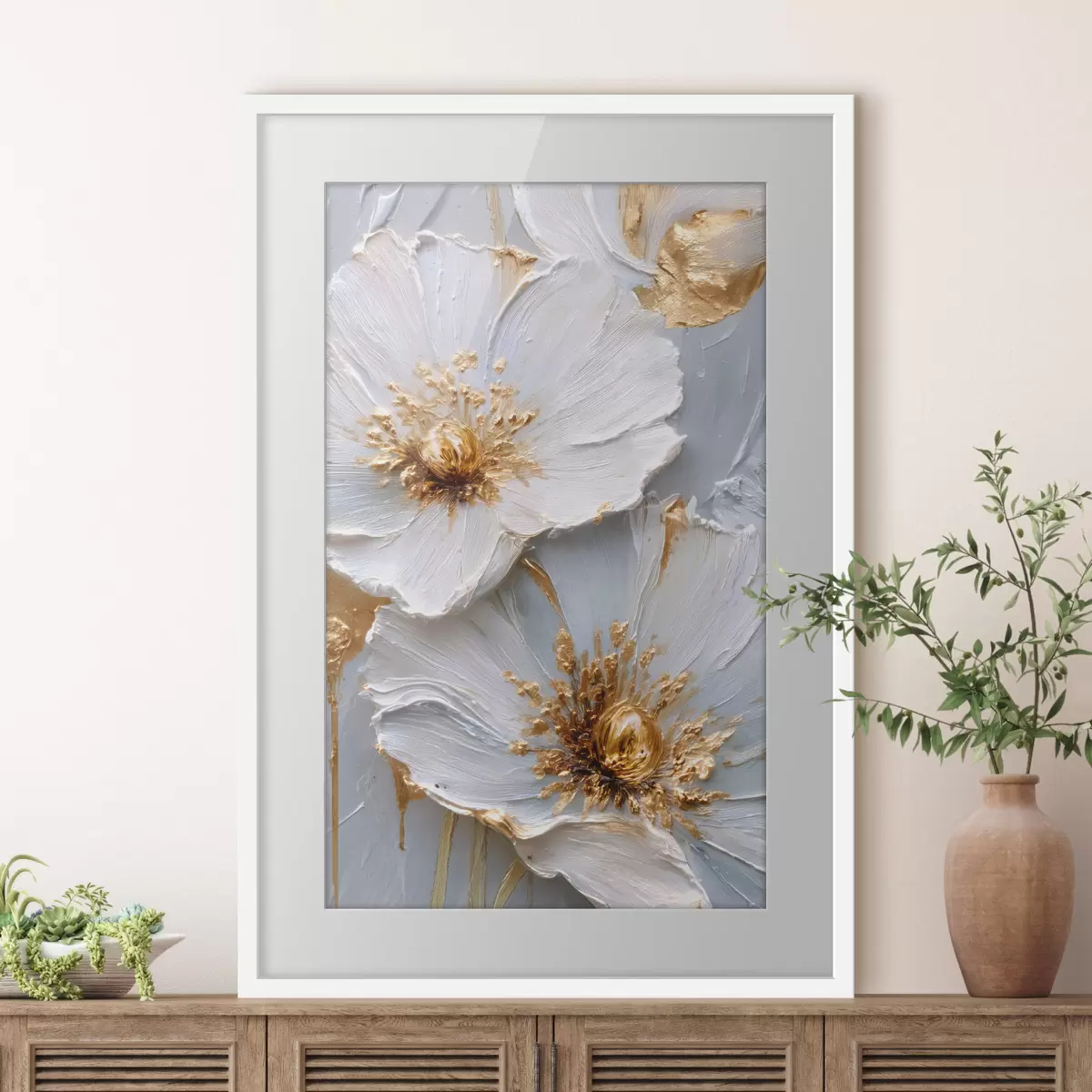 Poster Margaritas texturizadas: arte impasto con pinceladas expresivas f45241