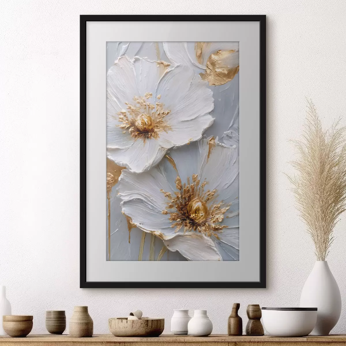 Poster Margaritas texturizadas: arte impasto con pinceladas expresivas f45241