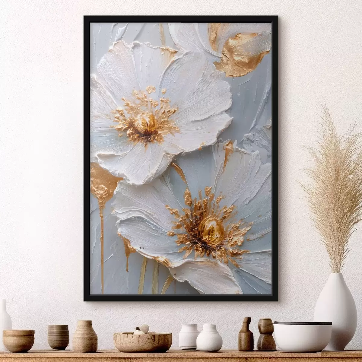 Poster Margaritas texturizadas: arte impasto con pinceladas expresivas f45241