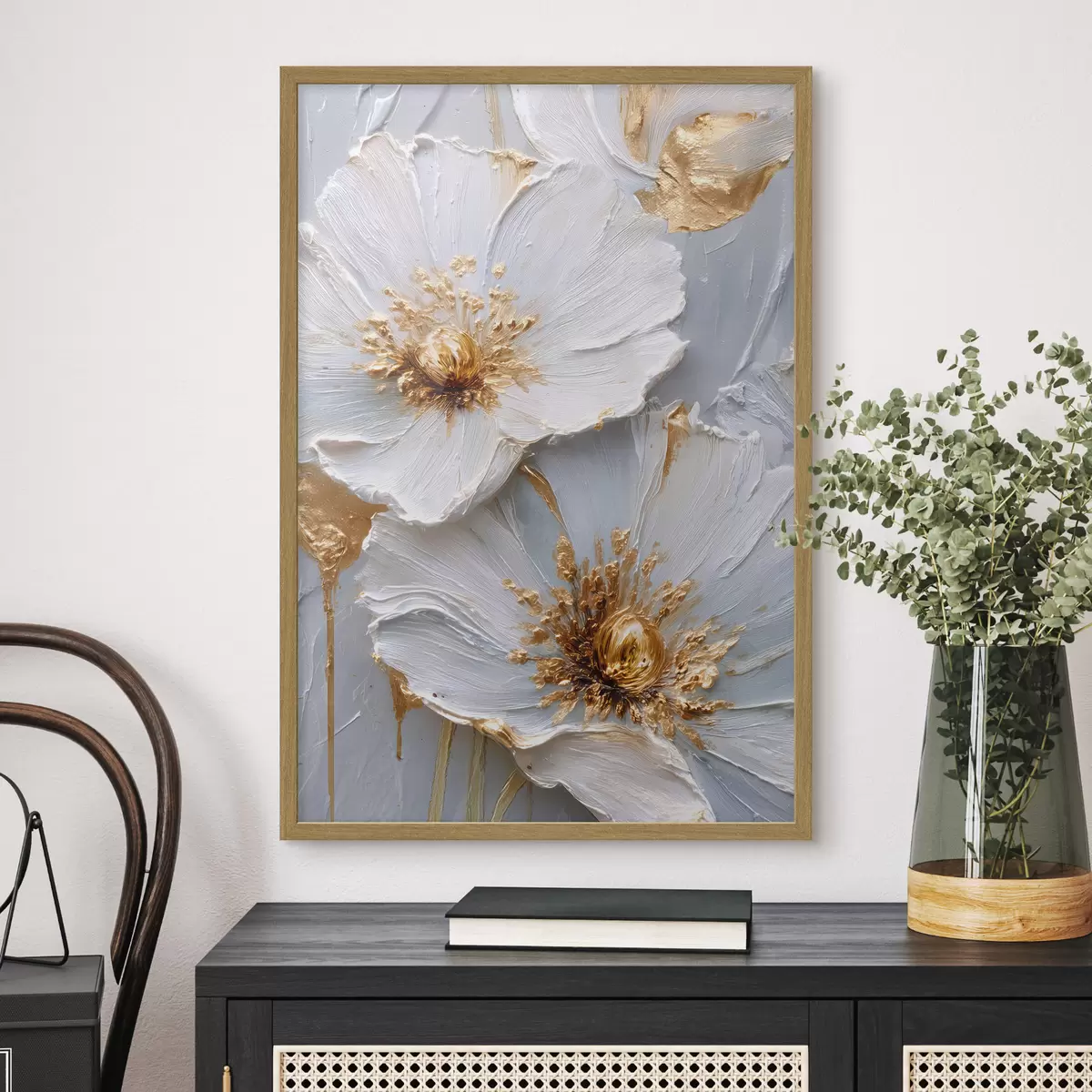 Poster Margaritas texturizadas: arte impasto con pinceladas expresivas f45241