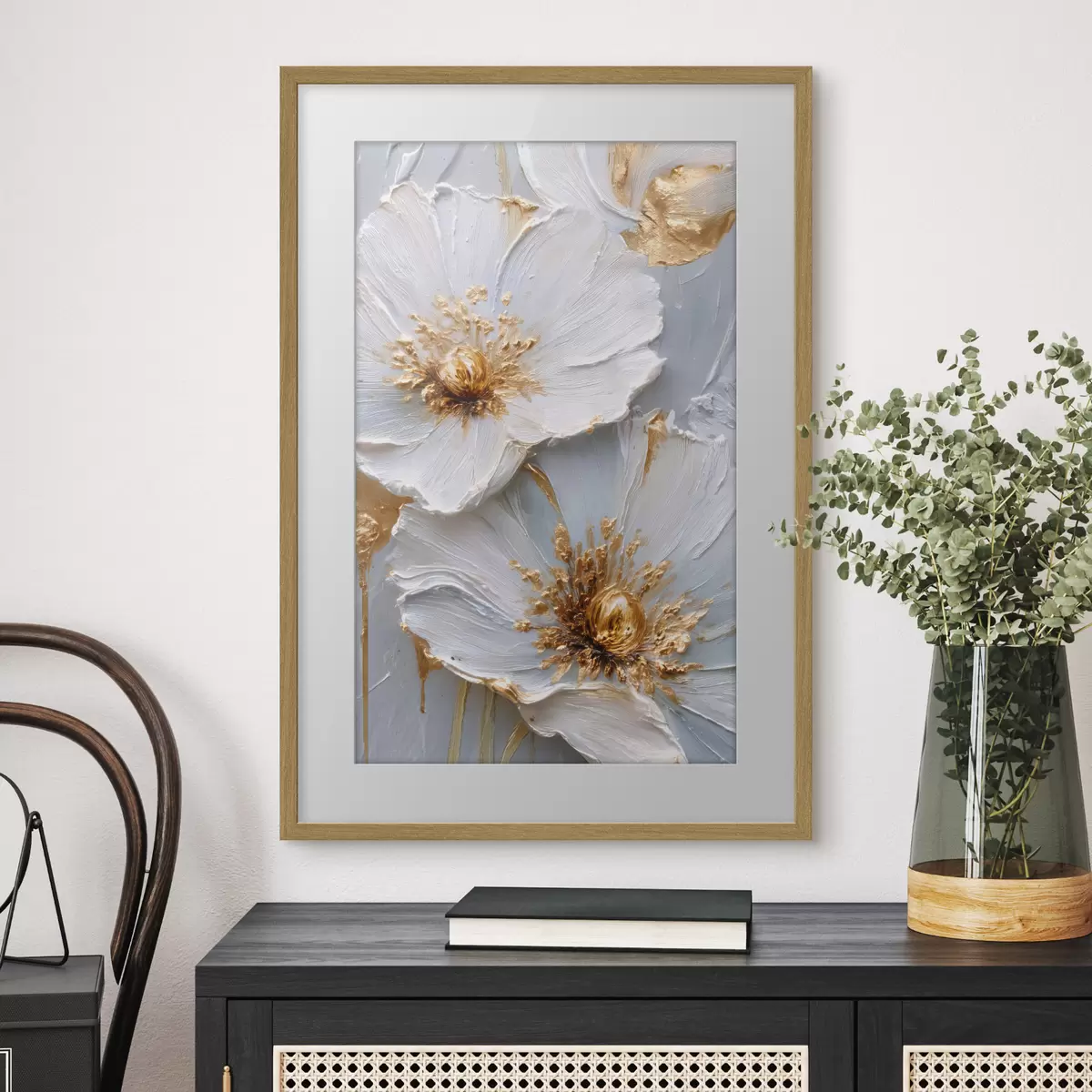Poster Margaritas texturizadas: arte impasto con pinceladas expresivas f45241