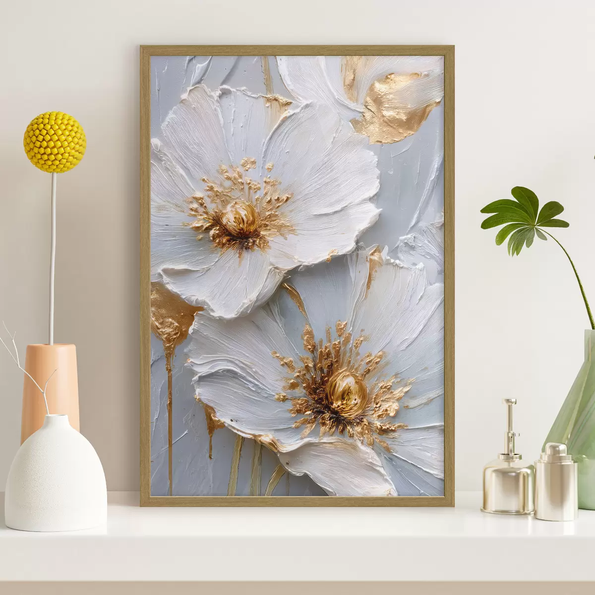 Poster Margaritas texturizadas: arte impasto con pinceladas expresivas f45241