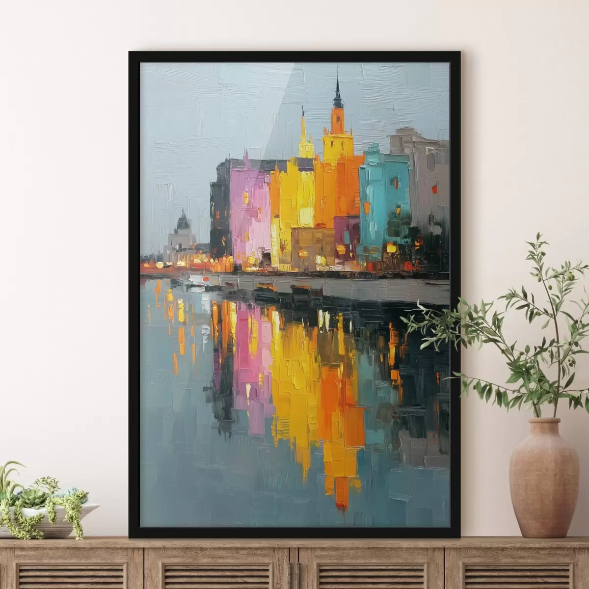 Poster Luces de la ciudad: paisaje vibrante en estilo empastado f45242