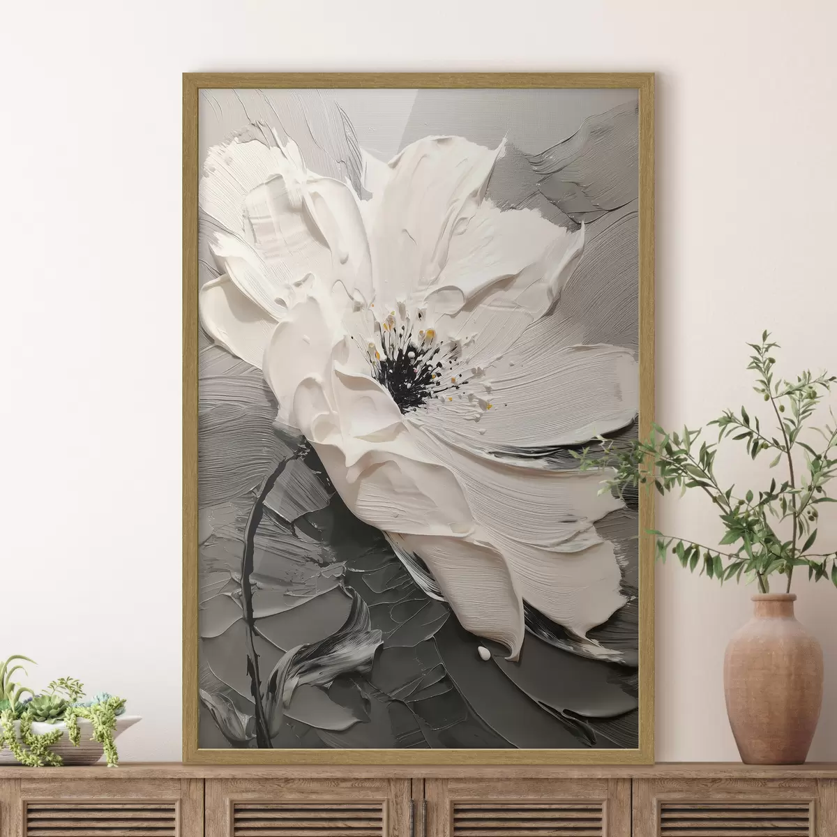 Poster Elegante floración: pintura moderna con textura en relieve f45246